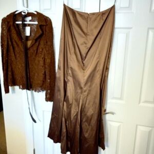 VIntage  Brown Satin A-Line Maxi Skirt - Brand Chetta B